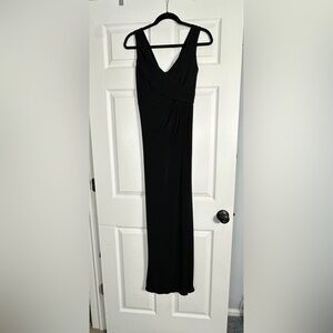 Amsale black size 12 gown, cross front, faux wrap skirt, prom, evening